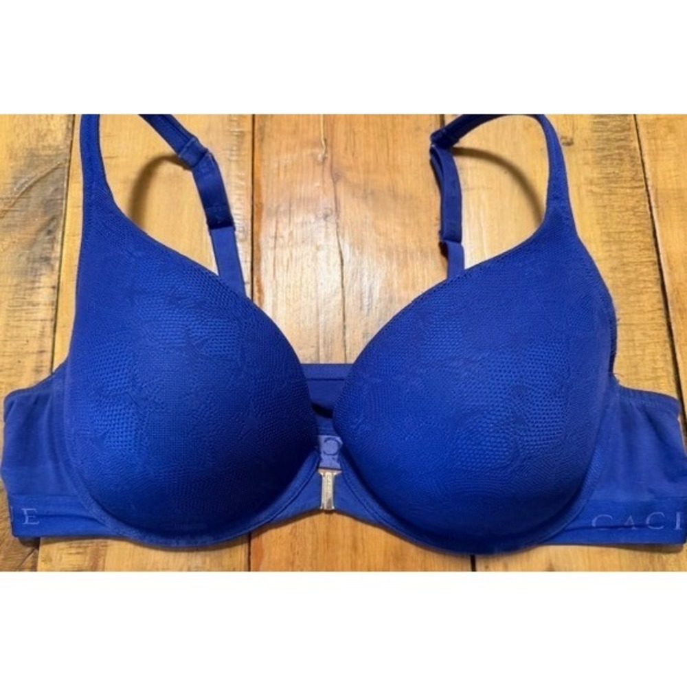 Cacique Womens Blue Floral Lace‎ Front Close Underwire Bra 44D